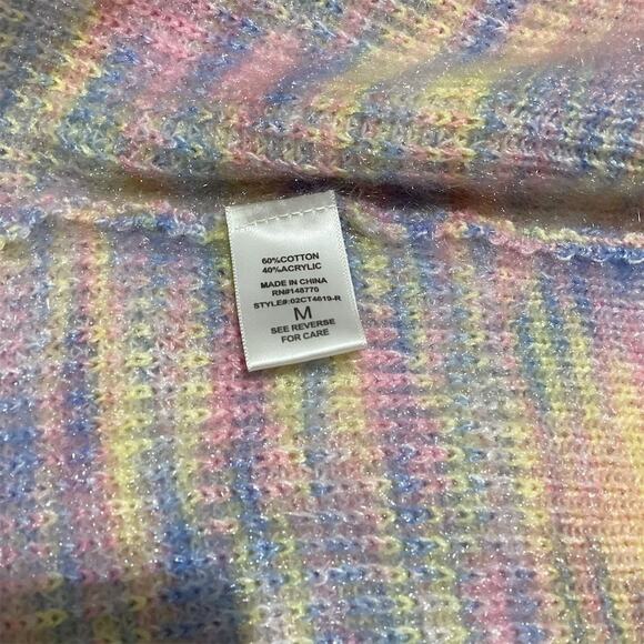 Sienna Sky Women's M Pastel Rainbow Striped Cropped Pullover Sweater - Picture 8 of 9